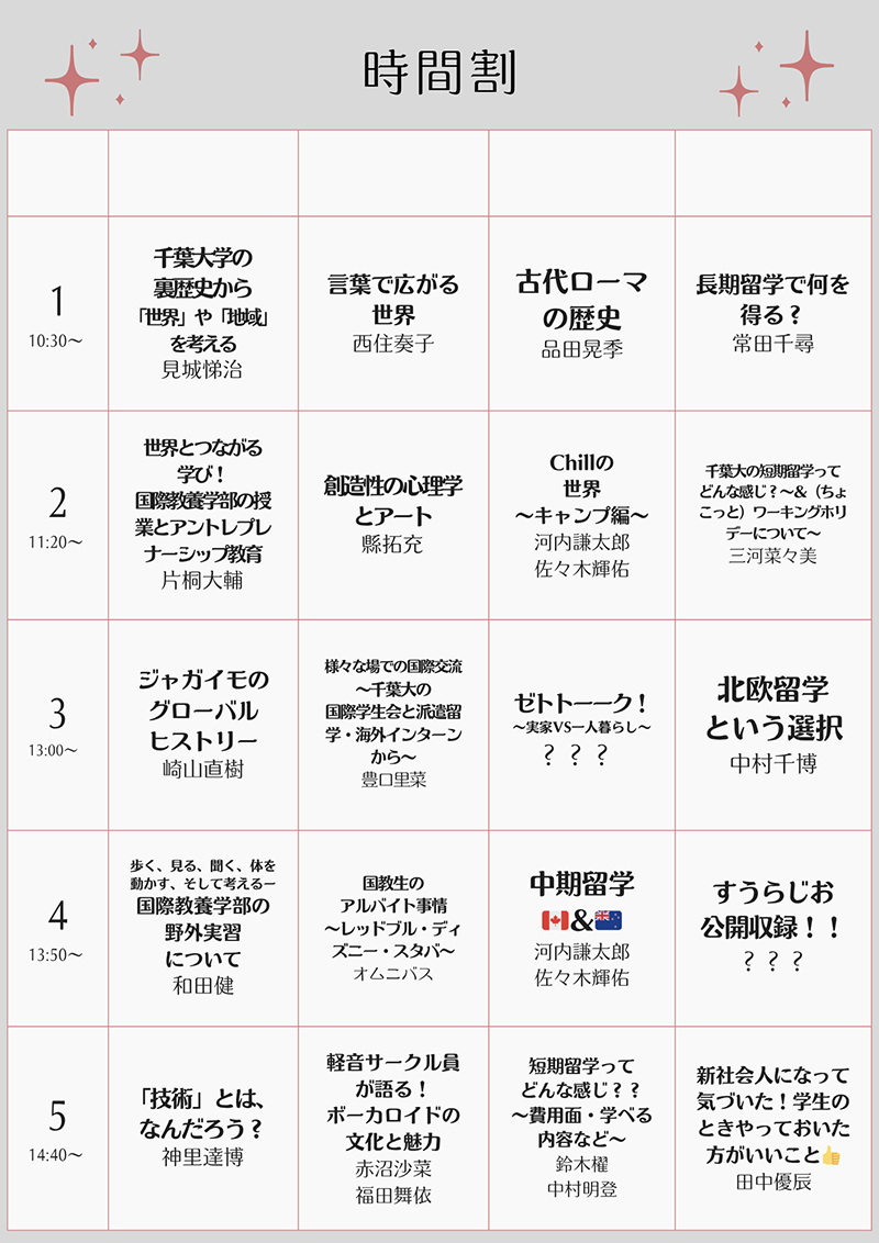 8月6日（水）国際教養Summer Festival　～Zの知らない世界special～